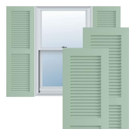 True Fit PVC, Two Equal Louver Shutters, Seaglass, 18W X 25H